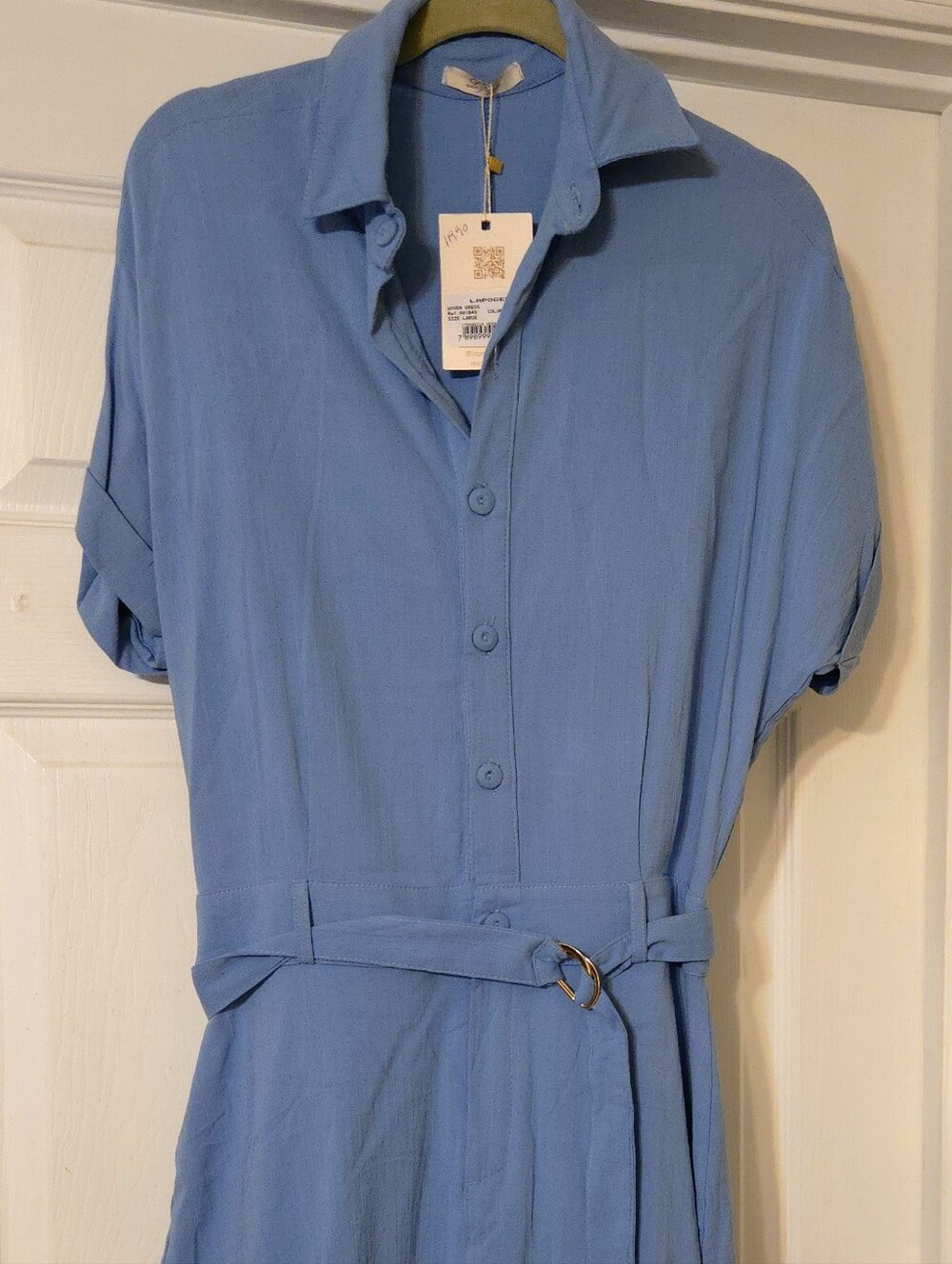 NWT L'Apogee Belted Short Sleeve Shirtdress